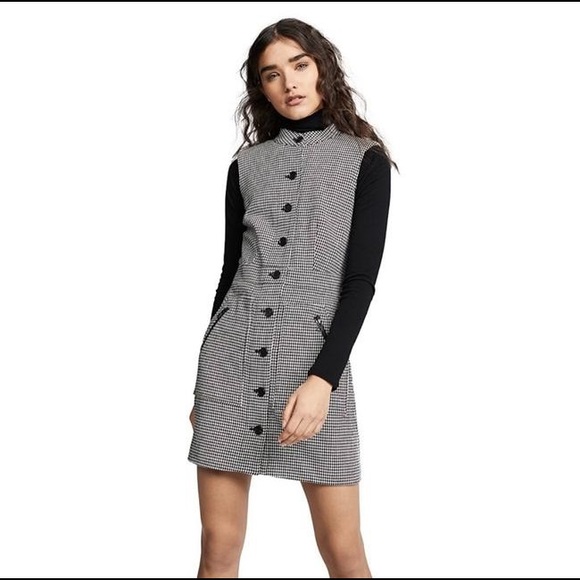 Veronica Beard Leigh Houndstooth Button-Front Dress - Picture 1 of 4